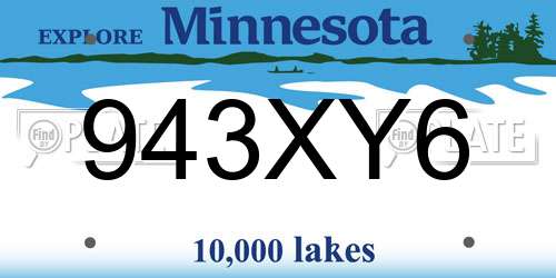 943XY6 Minnesota License Plate