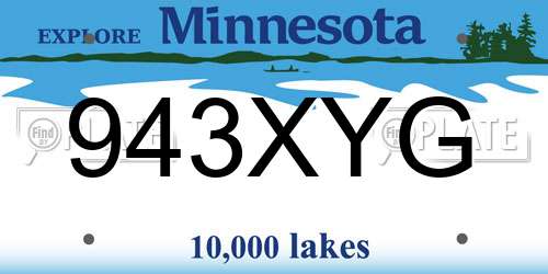 943XYG Minnesota License Plate
