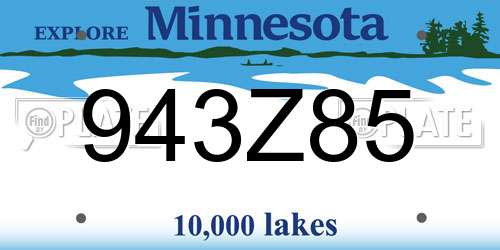 943Z85 Minnesota License Plate