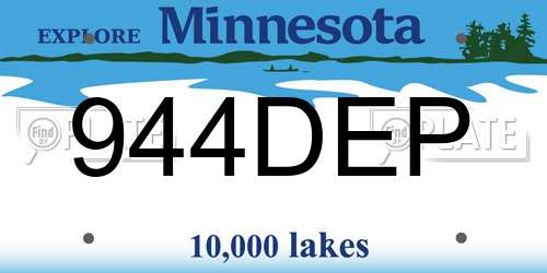944DEP Minnesota License Plate