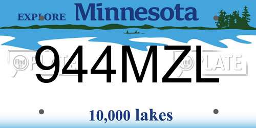 944MZL Minnesota License Plate