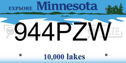 944PZW Minnesota License Plate