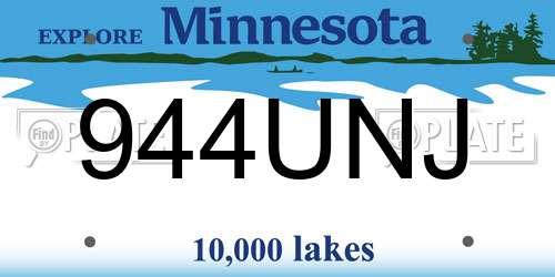 944UNJ Minnesota License Plate