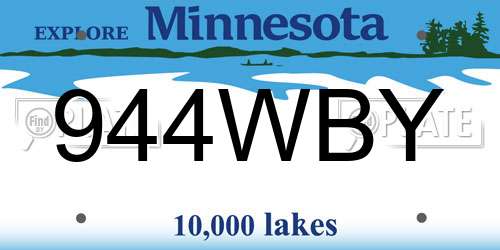 944WBY Minnesota License Plate