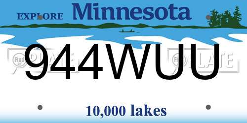 944WUU Minnesota License Plate