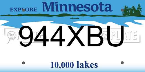 944XBU Minnesota License Plate