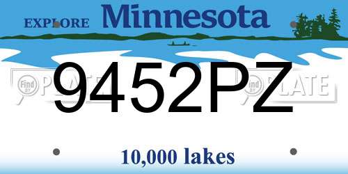 9452PZ Minnesota License Plate