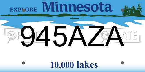 945AZA Minnesota License Plate