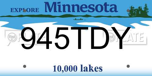 945TDY Minnesota License Plate