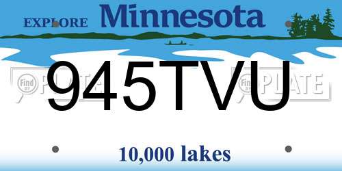 945TVU Minnesota License Plate