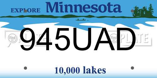 945UAD Minnesota License Plate
