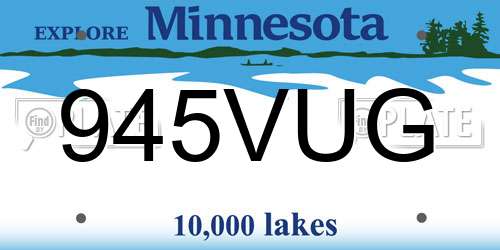 945VUG Minnesota License Plate
