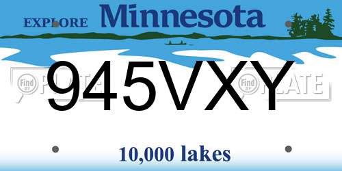 945VXY Minnesota License Plate