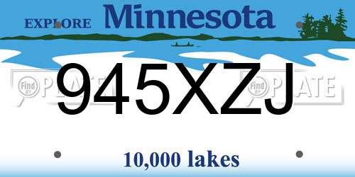 945XZJ Minnesota License Plate