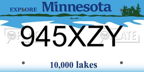 945XZY Minnesota License Plate