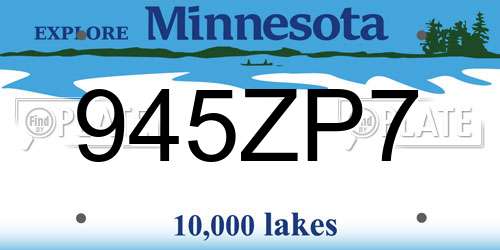 945ZP7 Minnesota License Plate