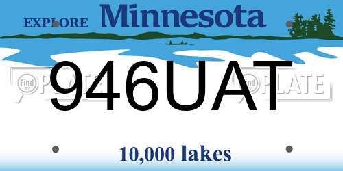 946UAT Minnesota License Plate
