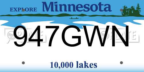 947GWN Minnesota License Plate