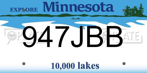 947JBB Minnesota License Plate