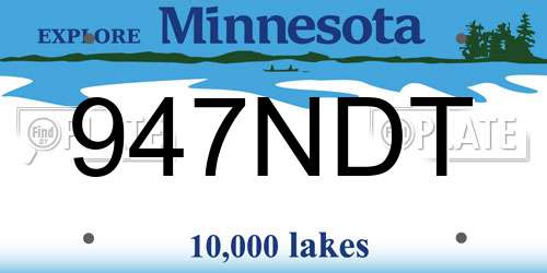 947NDT Minnesota License Plate