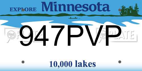 947PVP Minnesota License Plate