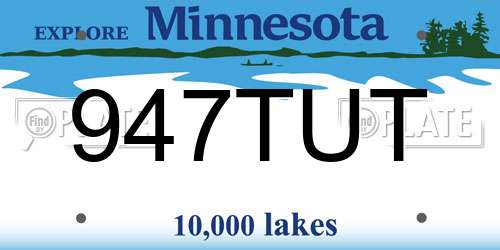 947TUT Minnesota License Plate