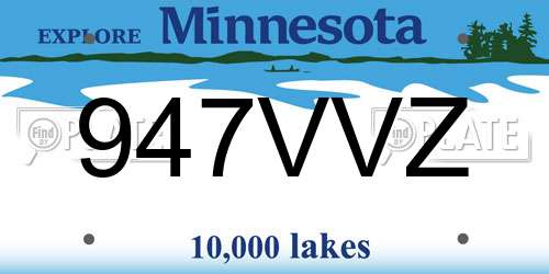 947VVZ Minnesota License Plate
