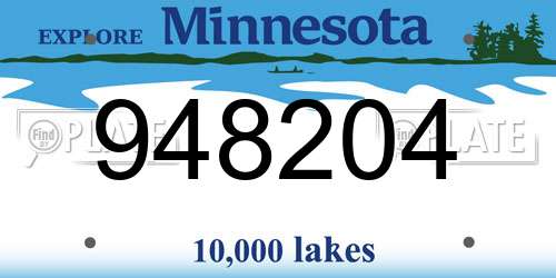 948204 Minnesota License Plate
