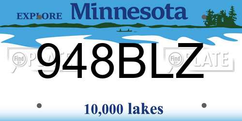 948BLZ Minnesota License Plate