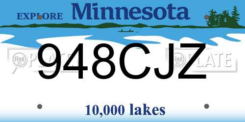 948CJZ Minnesota License Plate