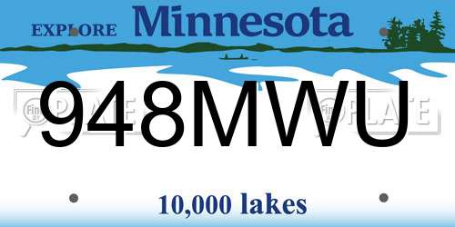 948MWU Minnesota License Plate