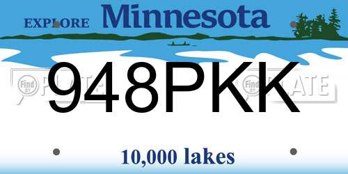 948PKK Minnesota License Plate