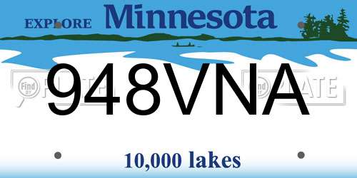 948VNA Minnesota License Plate