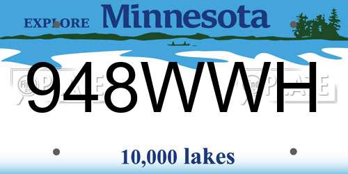 948WWH Minnesota License Plate