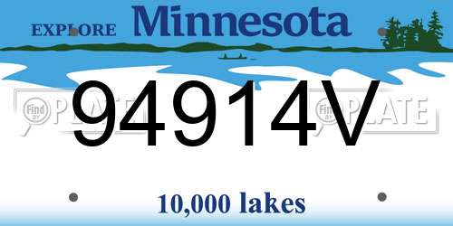 94914V Minnesota License Plate