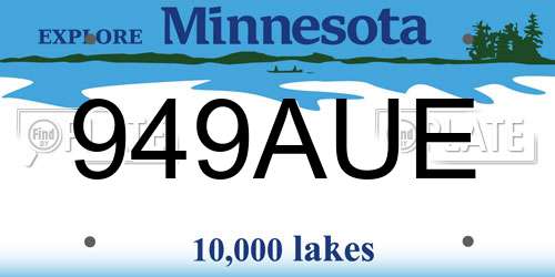 949AUE Minnesota License Plate