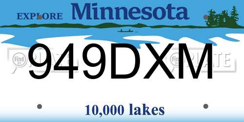 949DXM Minnesota License Plate
