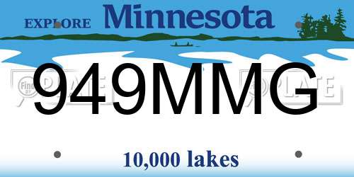 949MMG Minnesota License Plate