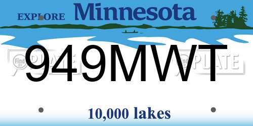 949MWT Minnesota License Plate