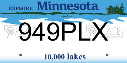 949PLX Minnesota License Plate