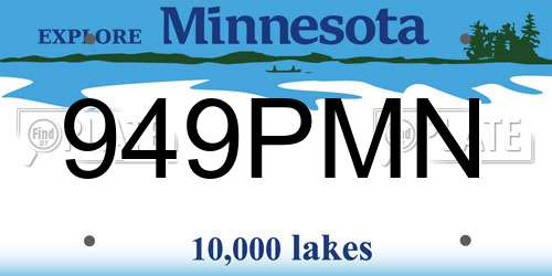 949PMN Minnesota License Plate