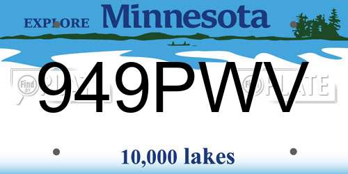 949PWV Minnesota License Plate