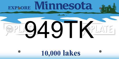 949TK Minnesota License Plate
