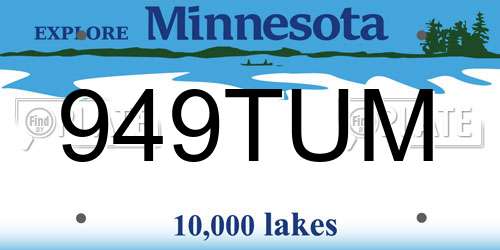 949TUM Minnesota License Plate