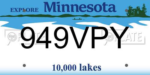 949VPY Minnesota License Plate