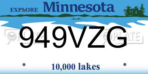 949VZG Minnesota License Plate