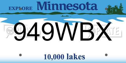 949WBX Minnesota License Plate