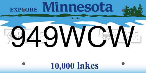949WCW Minnesota License Plate