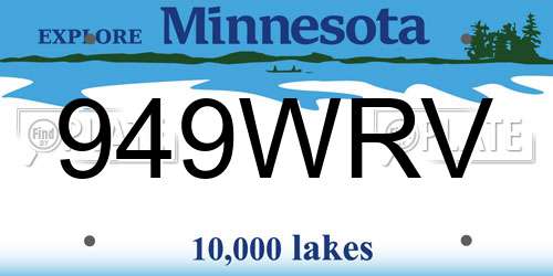 949WRV Minnesota License Plate