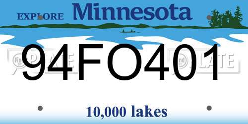 94FO401 Minnesota License Plate
